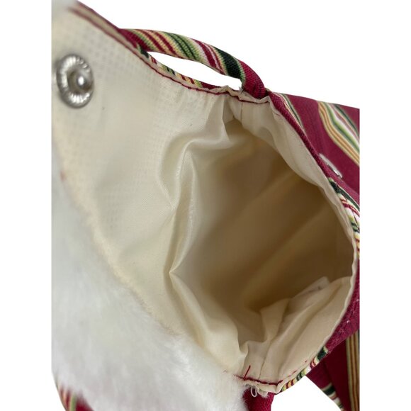 Longaberger Holiday Stripe Homestead Crossbody Purse Faux Fur - Picture 7 of 12